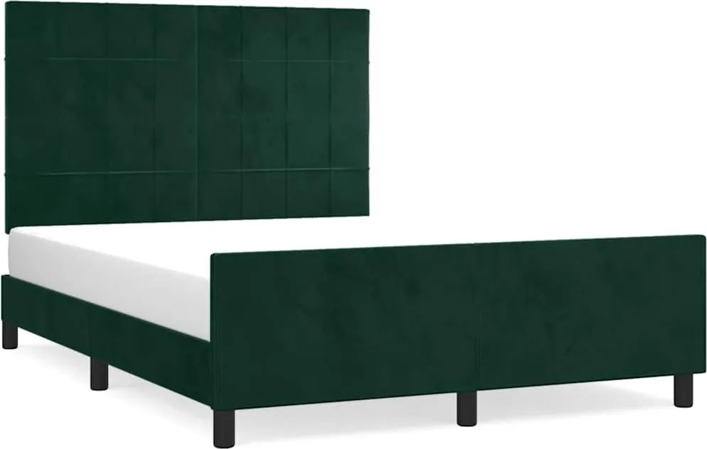 vidaXL Cadru de pat fără saltea, verde închis, 140x200 cm, catifea