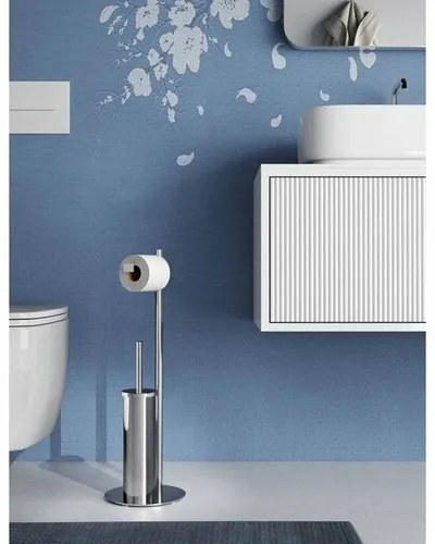 GEDY 143213 Circe suport cu suport pentru hârtieigienică și perie pentru WC, rotund, cromat