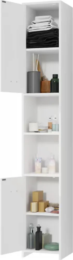 Dulap înalt de baie SILKE, 180×30×30cm, alb Casaria
