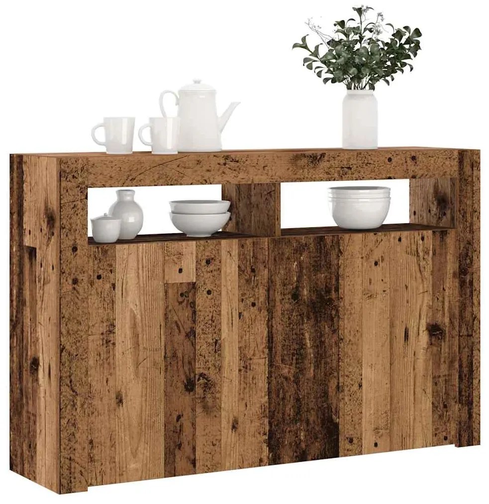 vidaXL Dulap cu lumini LED, lemn vechi, 115,5x30x75 cm, lemn prelucrat