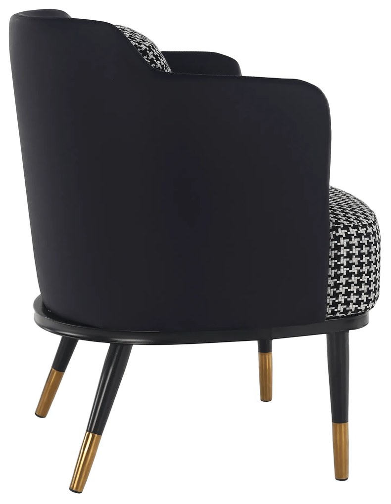 Fotoliu design, model alb-negru/ piele ecologică albastru închis, EMREN