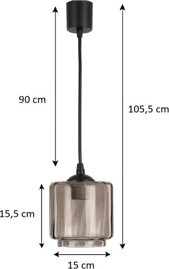 BRILAGI - Lustră LED suspendată pe cablu R GLASS 1xE27/60W/230V Ø 15 cm negru / bej fumuriu
