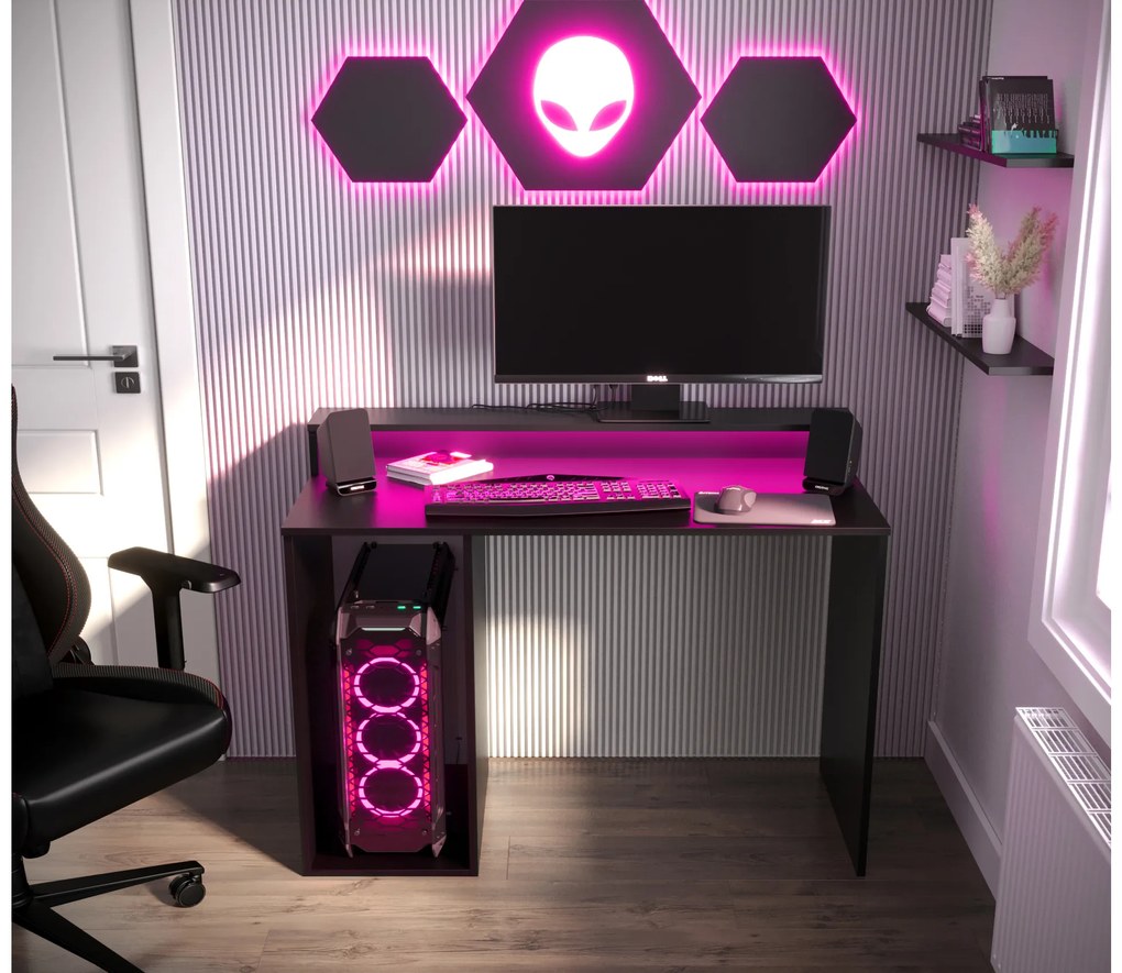 Masă PC pentru gaming Garrick 2 (negru) (cu iluminat LED RGB). 1064135
