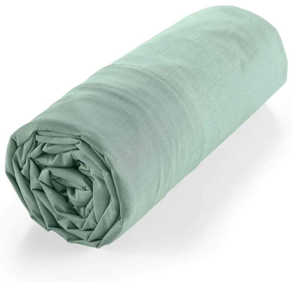 Cearceaf verde deschis din bumbac organic cu elastic 140x190 cm Biolina – douceur d'intérieur