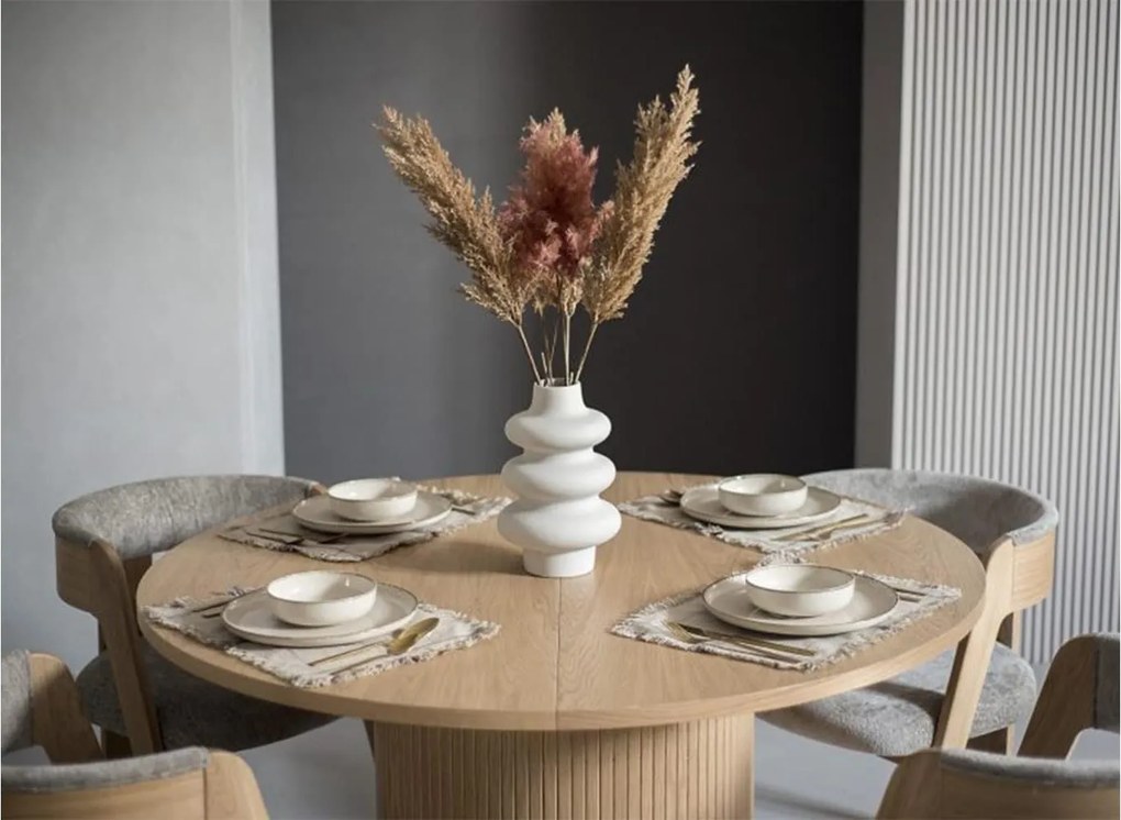 Set lemn masiv Dining Miami I Masa Rotunda + 4 Scaune