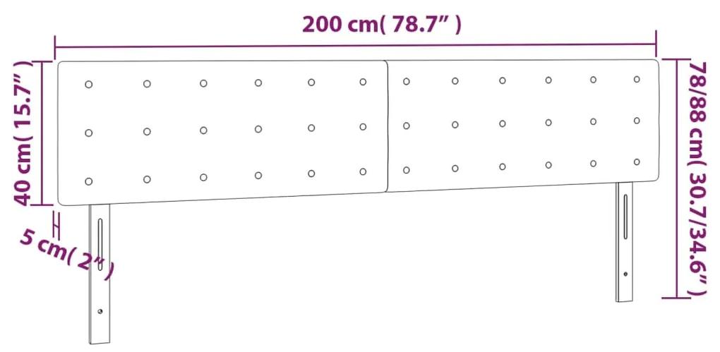Tablie de pat cu LED, gri taupe, 200x5x78 88 cm, textil 1, Gri taupe, 200 x 5 x 78 88 cm