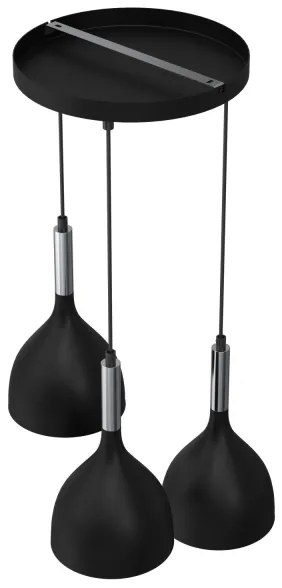 Lustră pe cablu NOAK 3xE27/60W/230V neagră/crom lucios