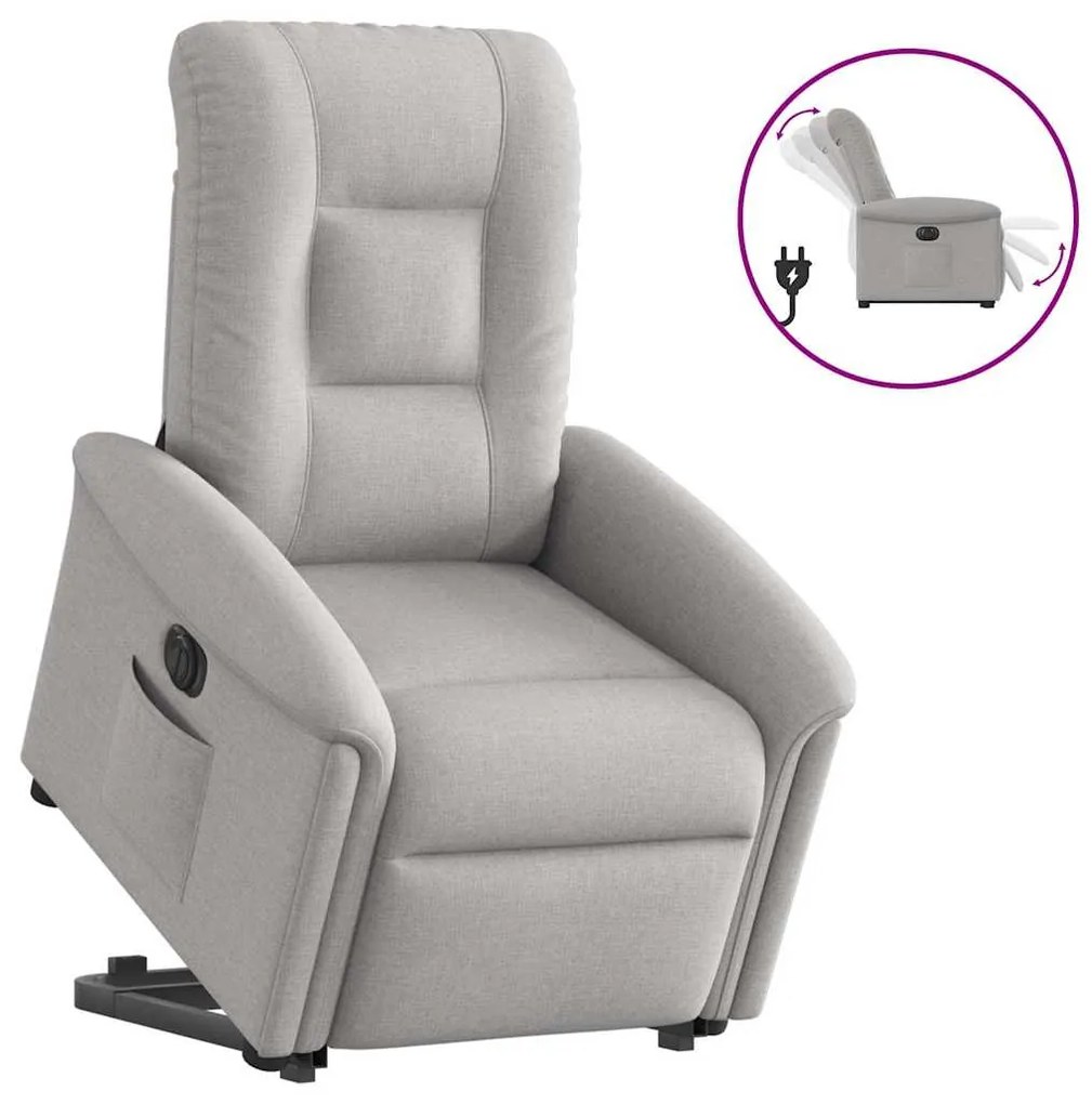 vidaXL Scaun reclinabil electric, țesătură gri nor