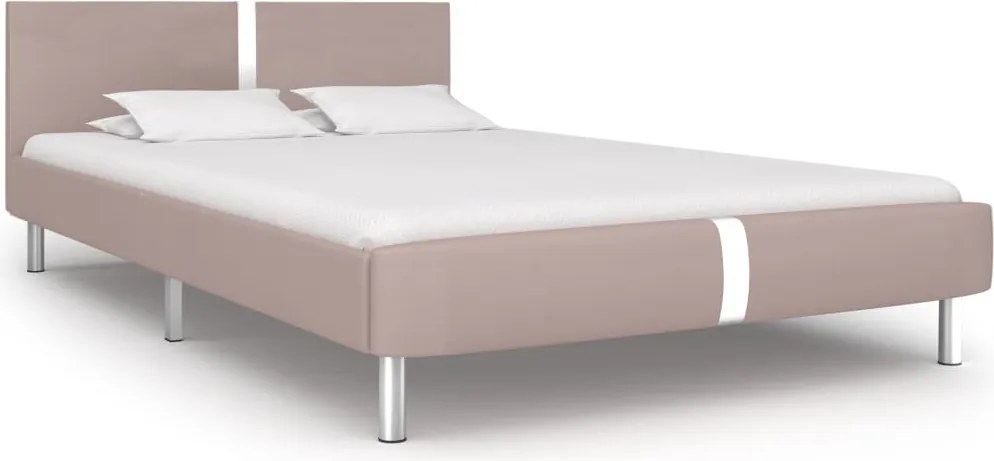 vidaXL Cadru de pat, cappuccino, 140 x 200 cm, piele ecologică