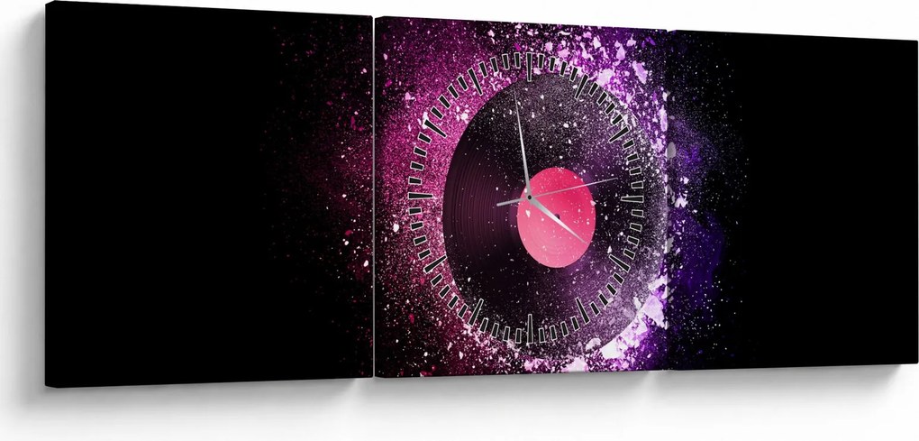Tablou - Disc de vinil roz-violet (cu ceas) (90x30 cm)