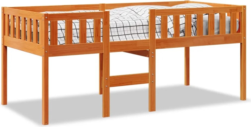 vidaXL Pat pentru copii fără saltea, maro, 90x200 cm, lemn masiv pin