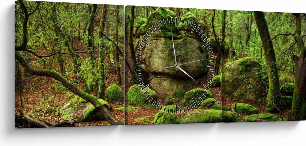 Tablou cu pădurea fermecată (cu ceas) (90x30 cm)