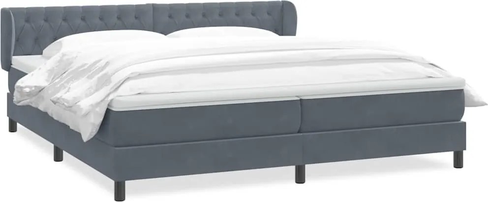 vidaXL Pat cu arcuri cu saltele gri închis 180x210 cm catifea