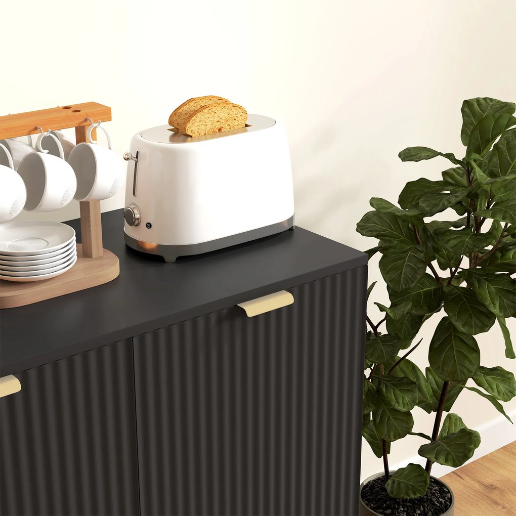 HOMCOM Bufet modern cu 2 uși și raft reglabil, mobilier tip bufet pentru bucătărie și living, cu picioare metalice, negru | Aosom Romania
