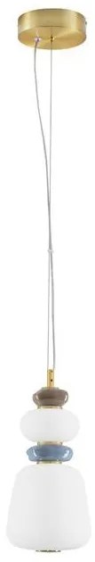 Pendul LED decorativ ceramic maro, albastru, alb, PALO