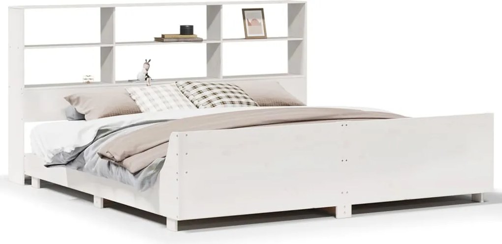 vidaXL Cadru de pat fără saltea, alb, 180x200 cm, lemn masiv pin