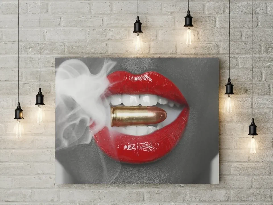 Tablou canvas Smoking Bullet Lips 120x80 cm