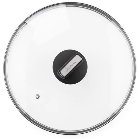 Cratiță Luigi Ferrero Regina FR-2840, 28x12.5 cm, 6.5 l, Acoperire neaderentă din marmură, Capac din sticlă cu orificiu pentru abur, Inducție, Negru