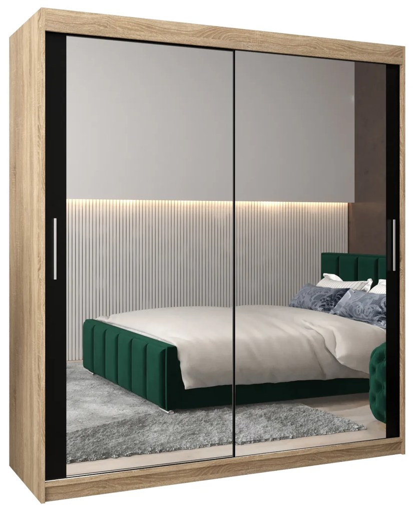 Dulap de haine 180 cm Toki 3 (stejar sonoma + negru mat). 1065095