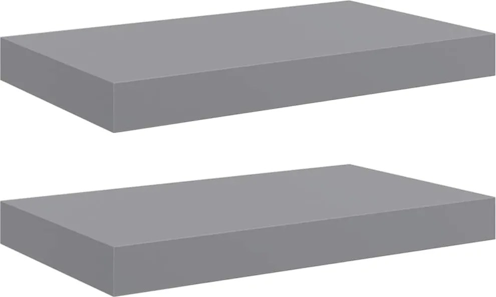 vidaXL Rafturi de perete suspendate, 2 buc., gri, 40x23x3,8 cm, MDF