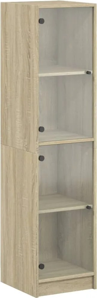vidaXL Dulap înalt cu uși din sticlă, stejar sonoma, 35x37x142 cm