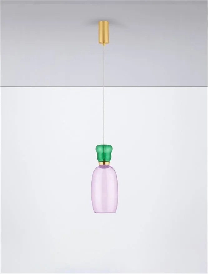 Pendul LED, Lustra design modern Pluma verde/ violet