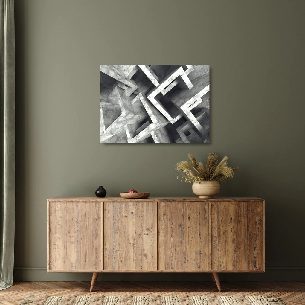 Tablou pe sticlă cu cuburi abstracte (70x50 cm)
