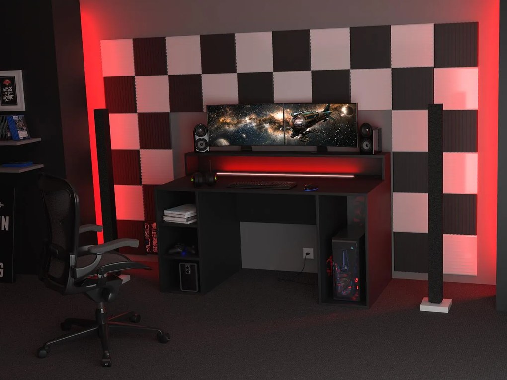 Masă de scris LED Myst (negru). 1092048
