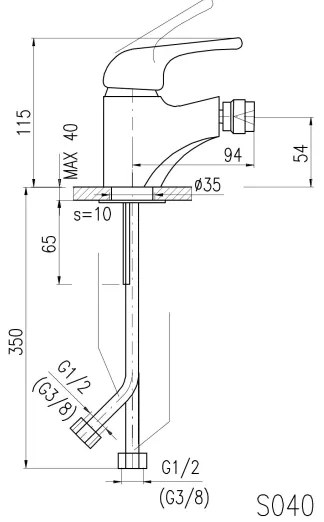 RAV Slezák SA044.0 - Baterie pentru bideu SAZAVA, 11,5 cm, crom lucios