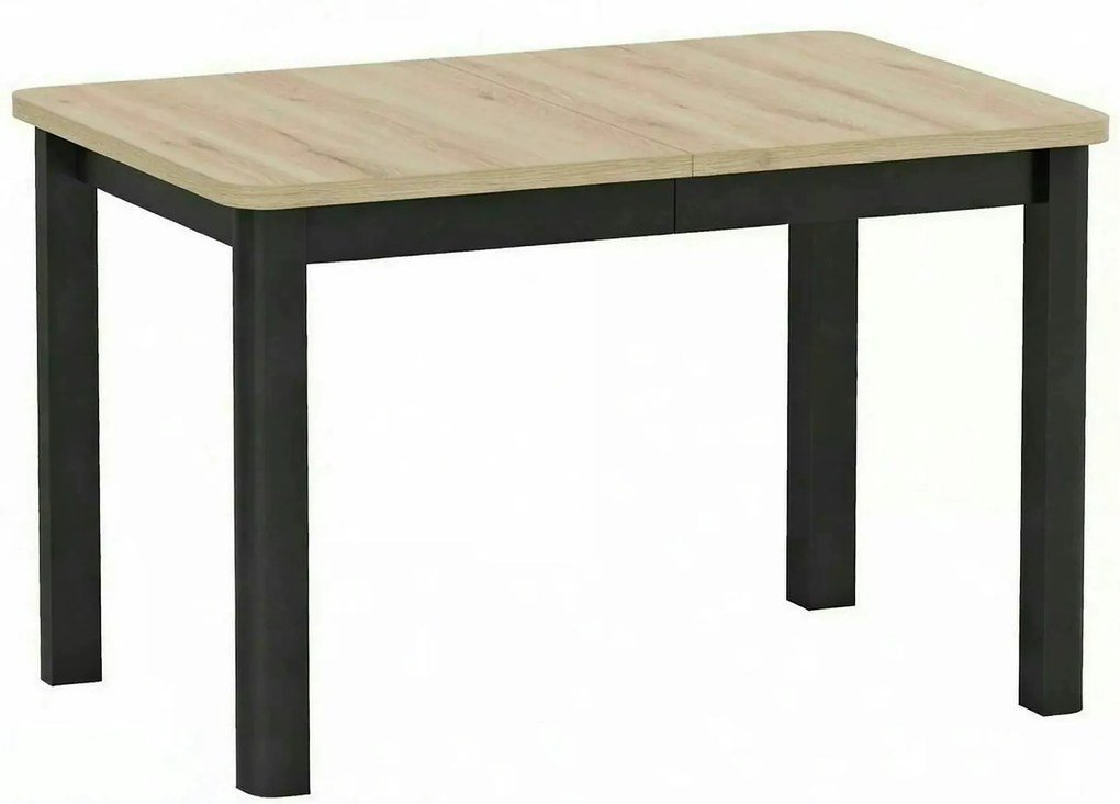 Masă extensibilă OSKAR, stejar artizanal/negru, PAL laminat/MDF, 120–2