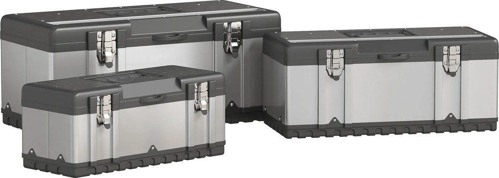 HOMCOM Set de 3 cutii pentru scule, oțel inoxidabil, plastic, culoare argintie | Aosom Romania