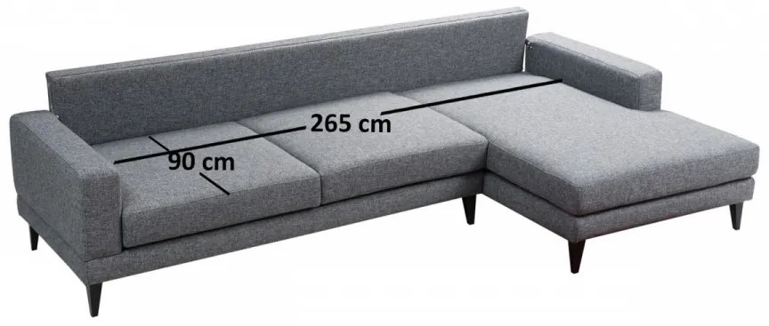 Coltar Extensibil Nordic Corner Right (L3+Chl), Gri Inchis