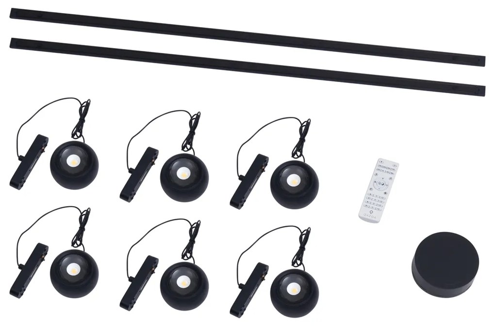 Sistem de iluminat modern pe șină cu 6 pendule negre monofazat - Magnetic Lance