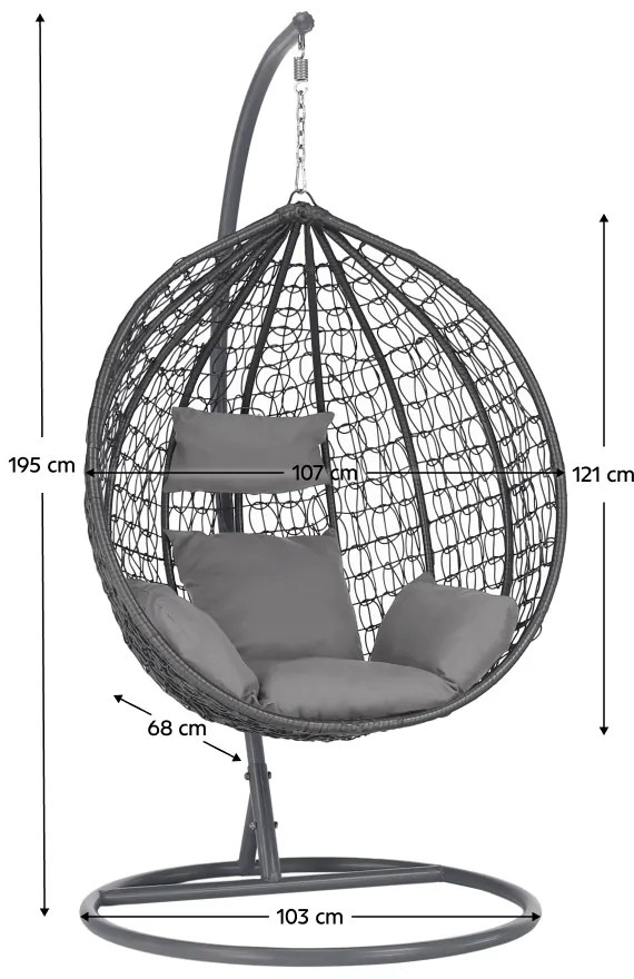 Scaun agăţat, gri, NOLAN NEW
