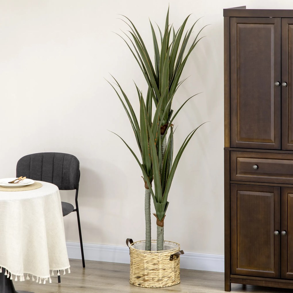 HOMCOM Yucca Artificială de 190 cm, Plantă Artificială cu 39 de Frunze pentru Decor Acasă, Birou, Grădină Ø17x190 cm Verde | Aosom Romania