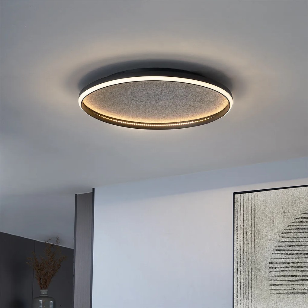 Plafonieră de design neagră cu pâslă cu LED inclus, reglabilă în 3 trepte - Xavi Felt
