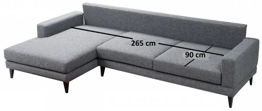 Coltar extensibil Nordic Corner Left (Chl+3R), Gri Inchis