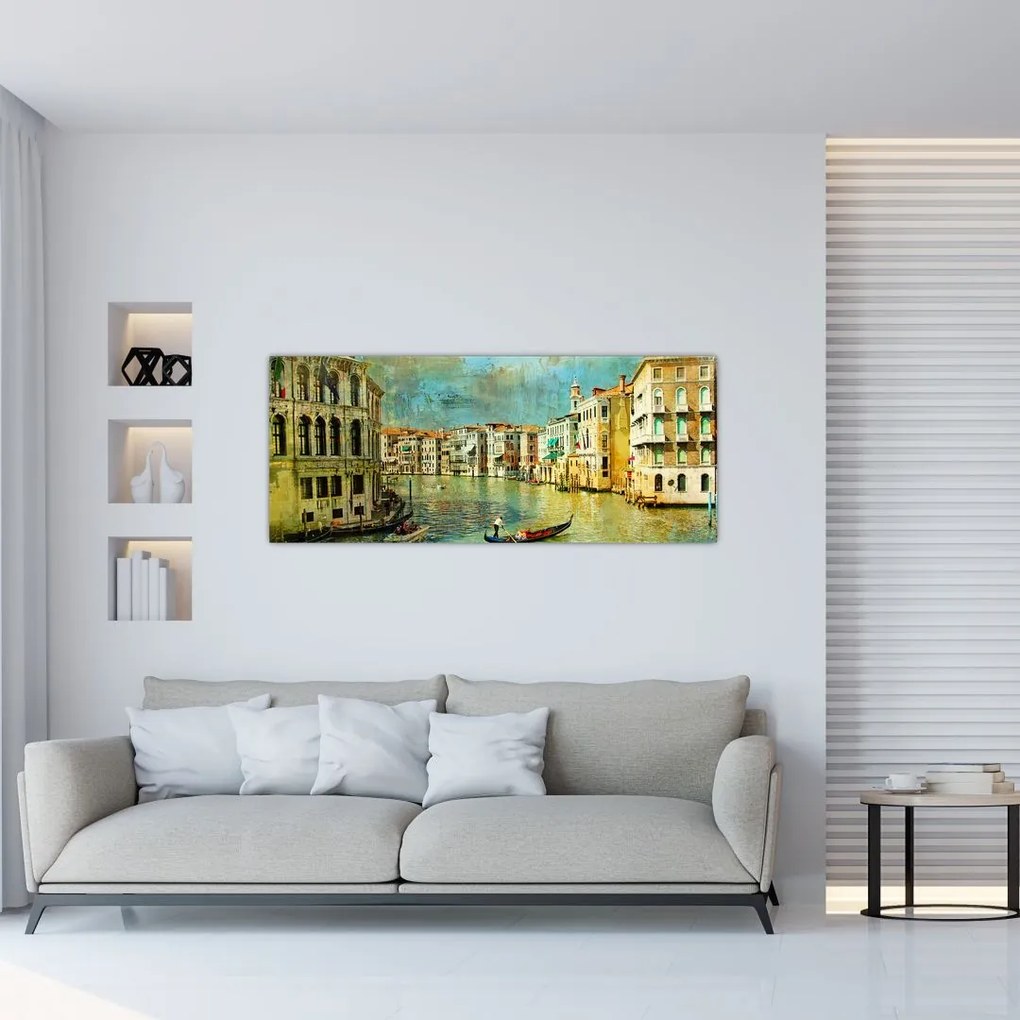 Tablou - Canalul de la Veneția și gondole (120x50 cm)