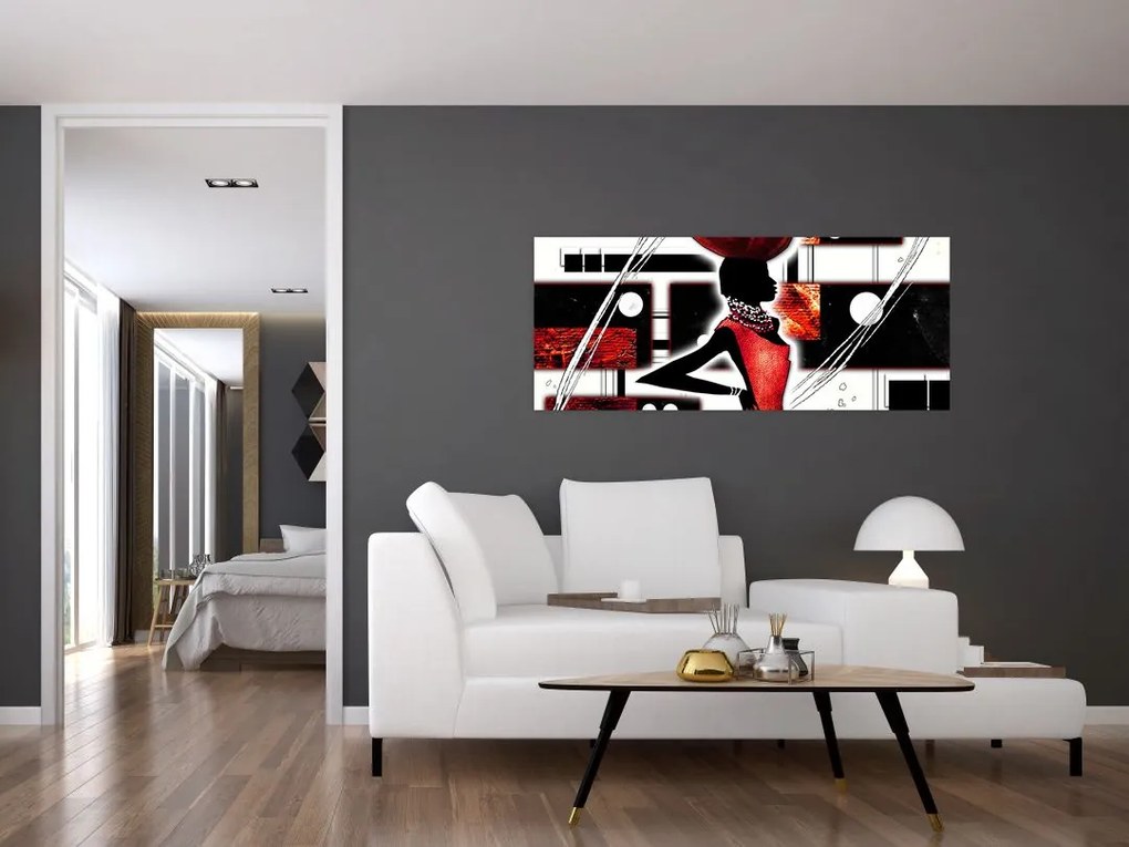 Tablou picuturii cu damă străveche (120x50 cm)