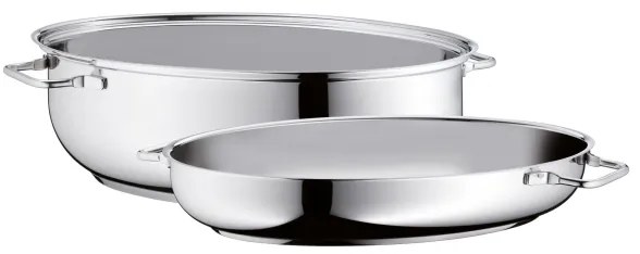 Tavă ovală de copt cu capac WMF 41x28,5 x18 cm oțel inoxidabil