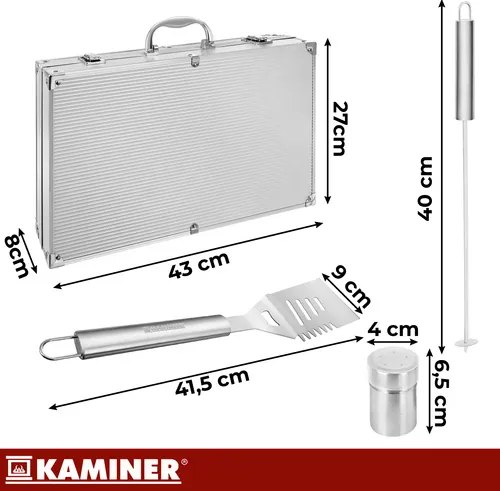 Set de grătar în cutie 26 buc - unelte de grătar din oțel inoxidabil