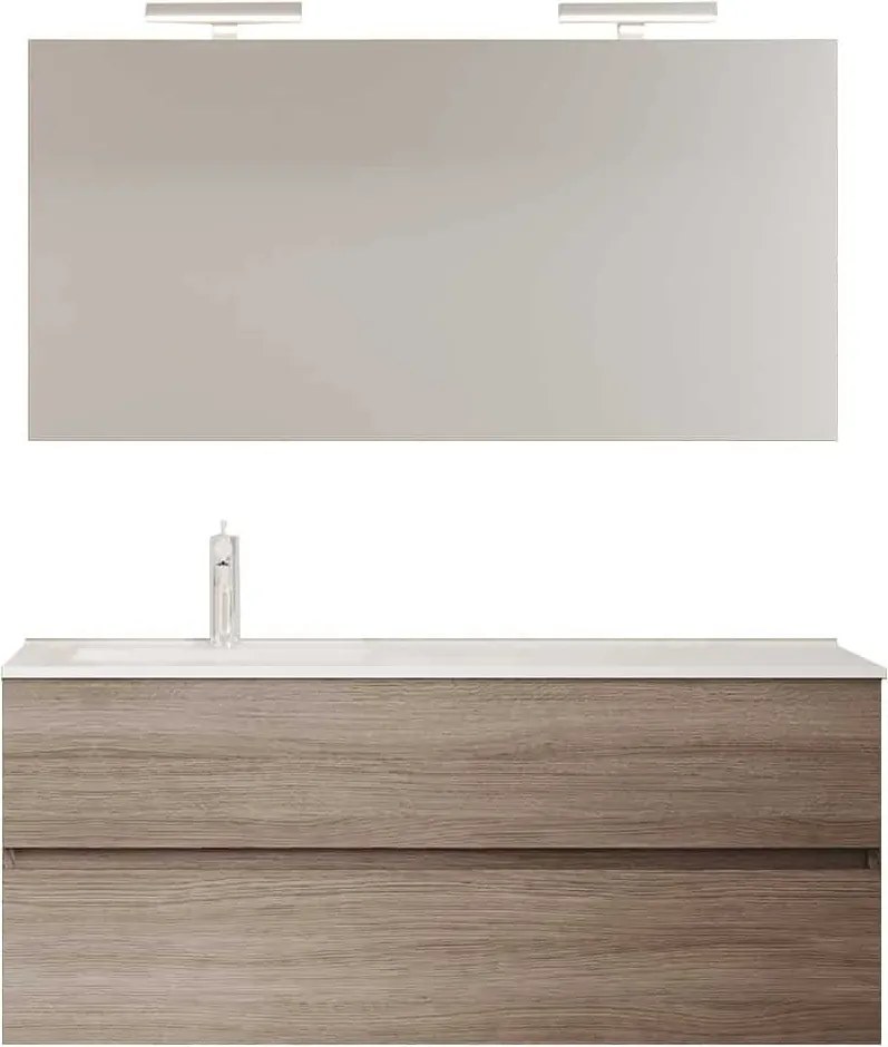 Set lemn masiv Mobilier Baie Suspendat Craig 120cm - Natur texturat