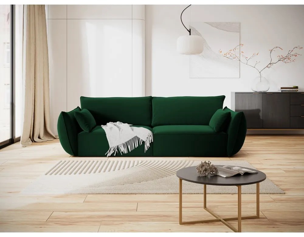 Canapea verde-închis cu tapițerie din catifea 208 cm Vanda – Mazzini Sofas