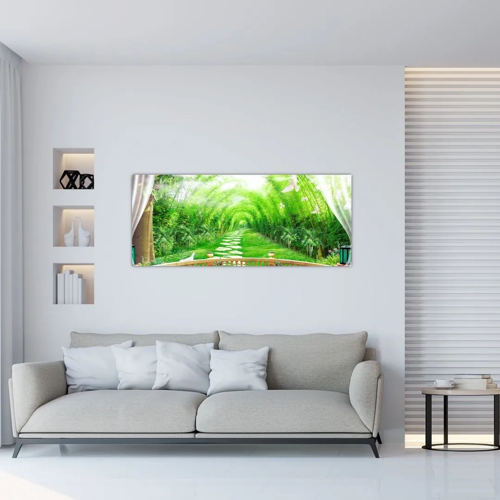 Tablou - Privire la grădina tropicală (120x50 cm)