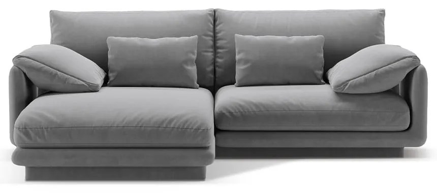 Colțar gri deschis cu tapițerie din catifea (cu colț pe partea stângă /cu șezlong) Torino – Micadoni