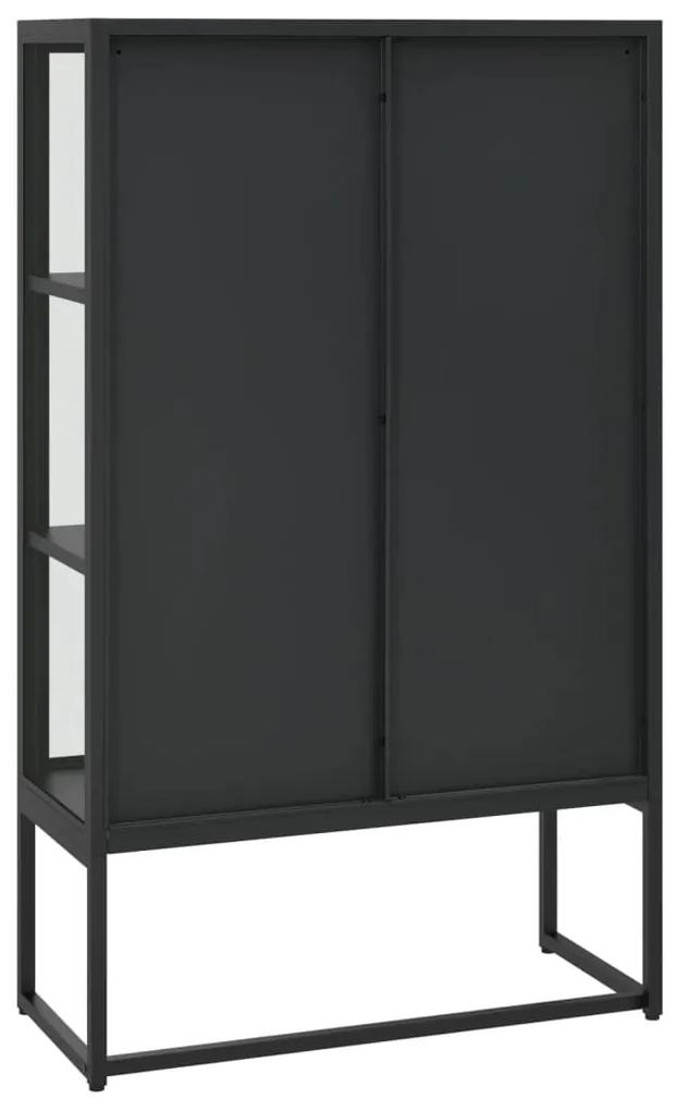 Dulap inalt, negru, 80x35x135 cm, otel si sticla securizata Negru, 1, Negru