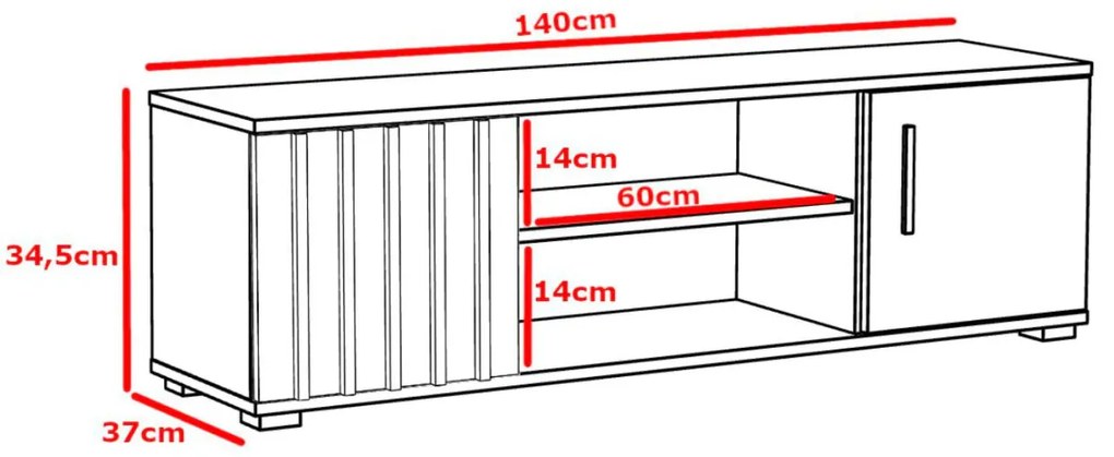 SELM501 - Set Mobilier Living: Comoda TV, Comoda 60 cm, Dulap Suspendat si Polita - Maro-Negru