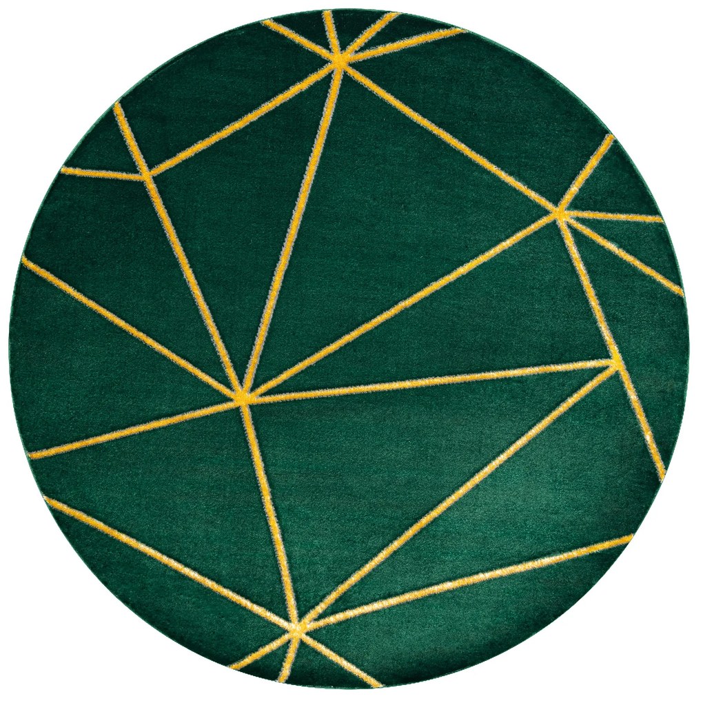 Exclusiv EMERALD covor 1013 cerc - glamour, stilat, geometric sticla verde / aur