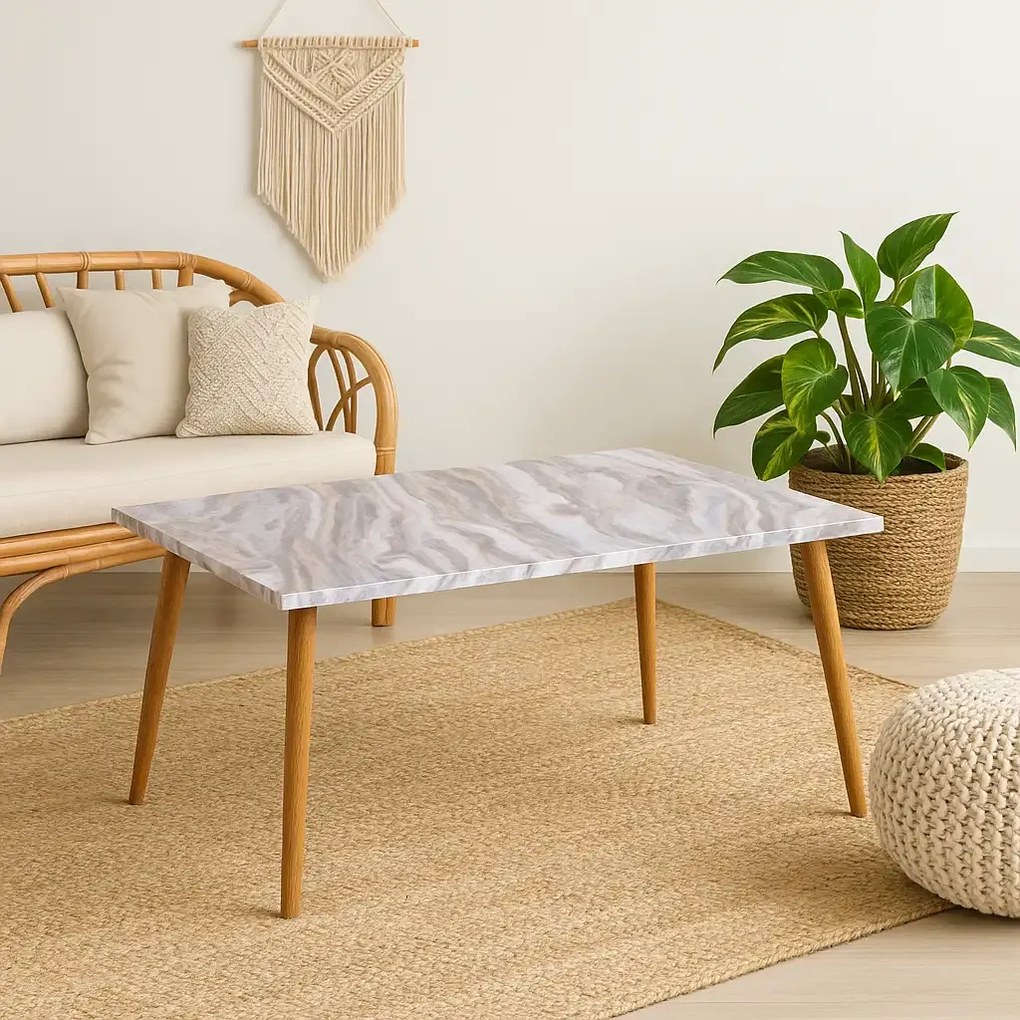 Masa de cafea PacoHoms 72 x 45 x 42 cm, Marmorat