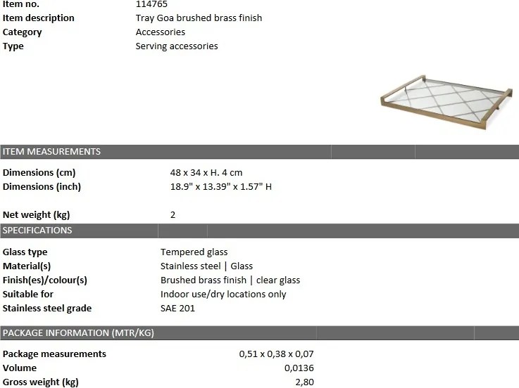 Tava LUX Goa alama 114765 HZ